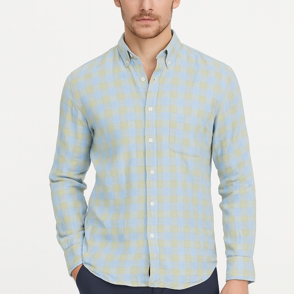J.Crew Blue and Green Casual Button Down Shirt Slim Fit